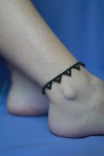 Μάυρο anklet macrame με φύλλα - Image 2