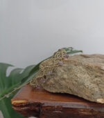 Χειροποίητο macrame βραχιόλι ποδιού σε πράσινο χρώμα με αμέθυστο