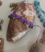macrame βραχιόλι για το πόδι με μωβ κλωστή