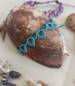 macrame βραχιόλι για το πόδι με γαλάζια κλωστή