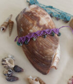 macrame βραχιόλι για το πόδι με μωβ κλωστή