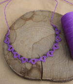 Leaf macrame purple necklace - Image 4