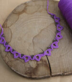 Leaf macrame purple necklace - Image 3